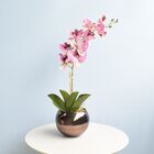 Arranjo Orquídea Artificial Rosa No Vaso Bronze M | Formosinha